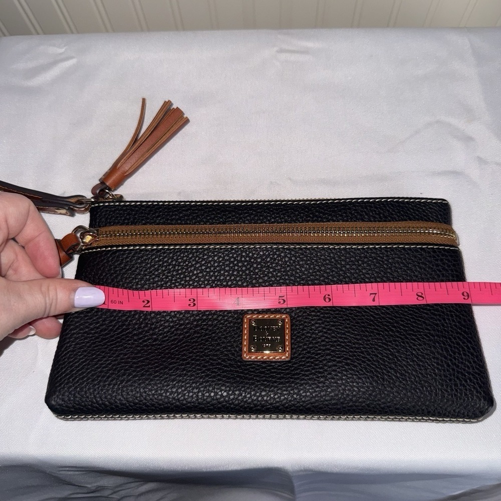 Dooney & Bourke Kirby Tatum Wristlet Clutch Wallet Zip Top Black Brown Tassels - Picture 14 of 15